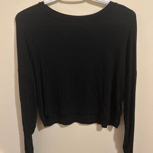 Cropped Black Long Sleeve Top